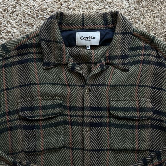 Corridor NYC Acid Plaid Hi-Vis Work Shirt Button Up Flannel Men’s Size XL - Picture 2 of 9